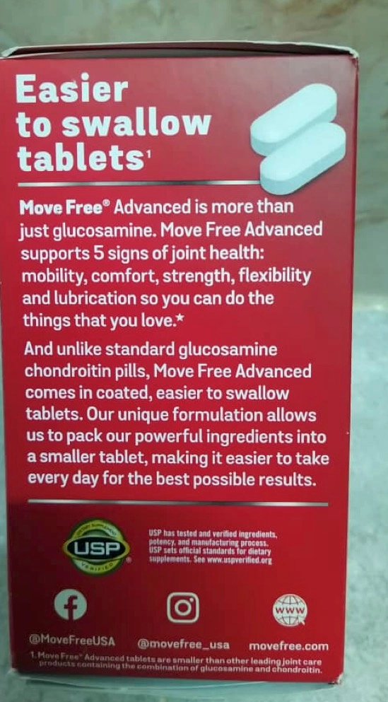 قرص گلوکوزامین همراه با کندرویتین کلسیم 1500mg موو فری Move Free Advanced