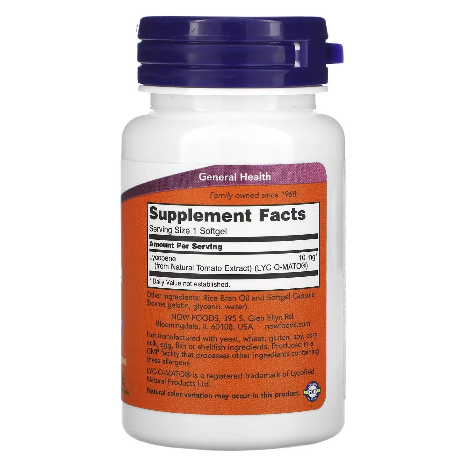 لیکوپن 10mg ناو فودز 60 عددیNOW Lycopene